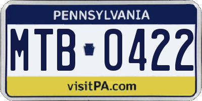PA license plate MTB0422