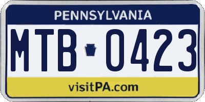 PA license plate MTB0423