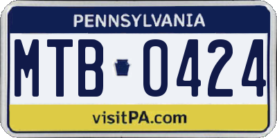 PA license plate MTB0424