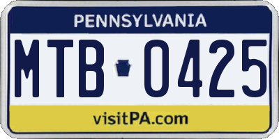 PA license plate MTB0425