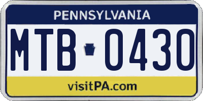 PA license plate MTB0430