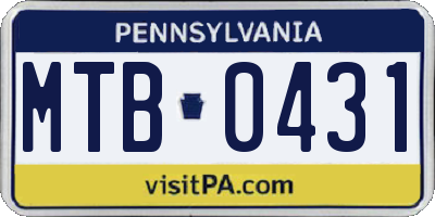 PA license plate MTB0431