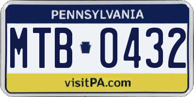 PA license plate MTB0432