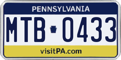 PA license plate MTB0433
