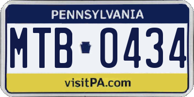 PA license plate MTB0434