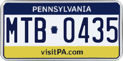 PA license plate MTB0435