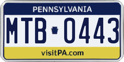 PA license plate MTB0443