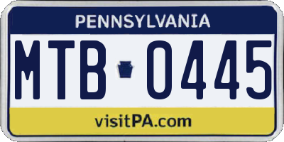PA license plate MTB0445