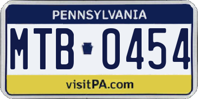 PA license plate MTB0454