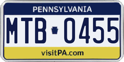 PA license plate MTB0455
