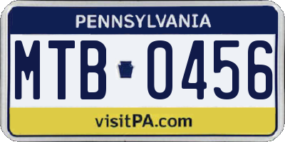 PA license plate MTB0456