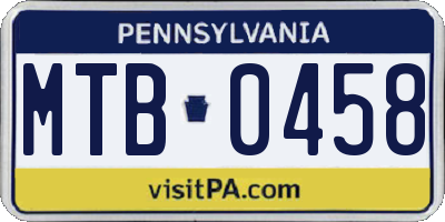PA license plate MTB0458