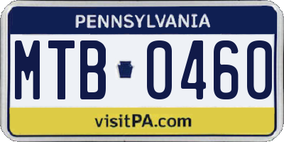 PA license plate MTB0460