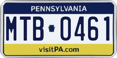 PA license plate MTB0461
