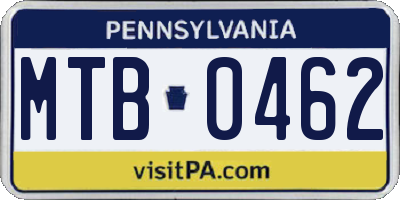 PA license plate MTB0462