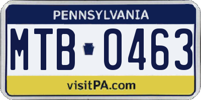 PA license plate MTB0463