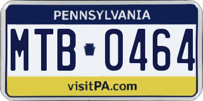 PA license plate MTB0464