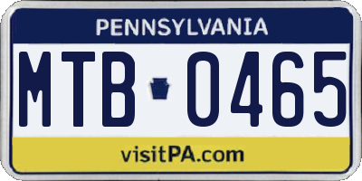 PA license plate MTB0465