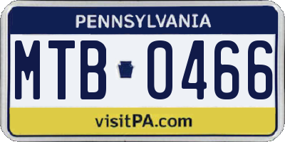 PA license plate MTB0466