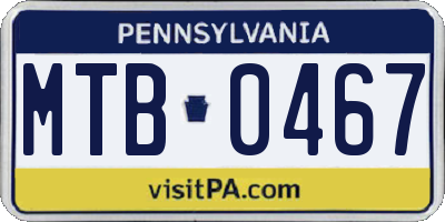 PA license plate MTB0467