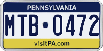 PA license plate MTB0472