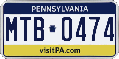PA license plate MTB0474