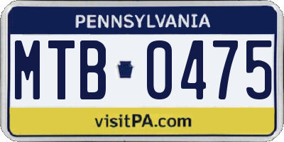 PA license plate MTB0475