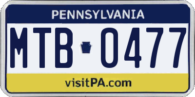 PA license plate MTB0477