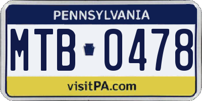 PA license plate MTB0478