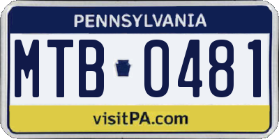 PA license plate MTB0481