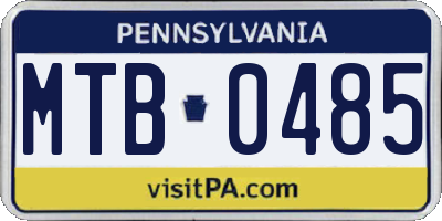 PA license plate MTB0485