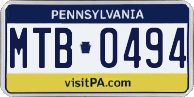PA license plate MTB0494