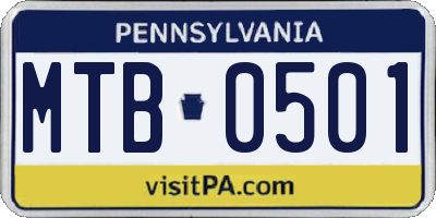 PA license plate MTB0501