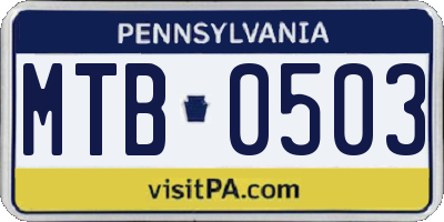 PA license plate MTB0503