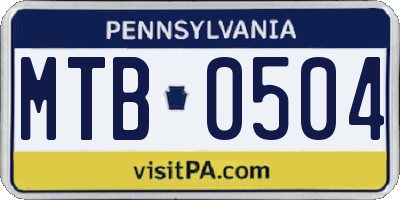 PA license plate MTB0504
