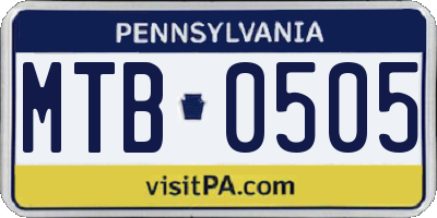 PA license plate MTB0505
