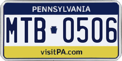 PA license plate MTB0506
