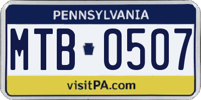 PA license plate MTB0507