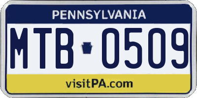 PA license plate MTB0509