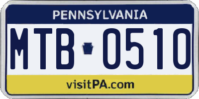 PA license plate MTB0510