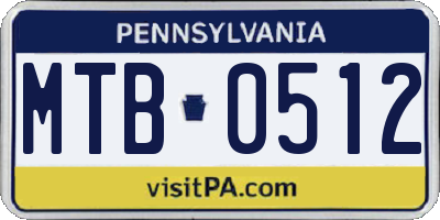 PA license plate MTB0512