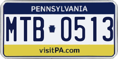 PA license plate MTB0513