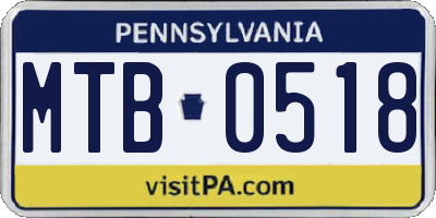PA license plate MTB0518