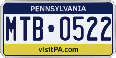 PA license plate MTB0522