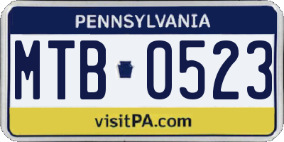 PA license plate MTB0523