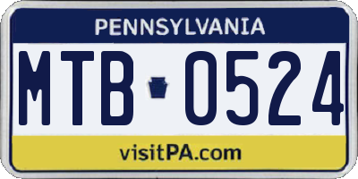 PA license plate MTB0524