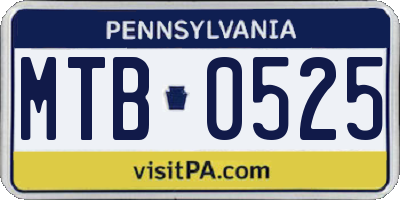 PA license plate MTB0525