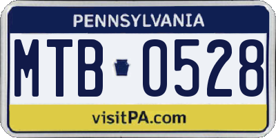 PA license plate MTB0528
