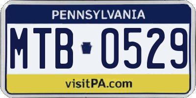 PA license plate MTB0529
