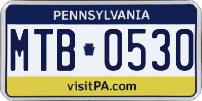 PA license plate MTB0530